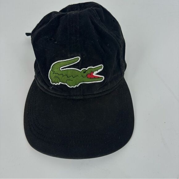 LACOSTE Black Large Crocodile Logo Baseball Cap ONE SIZE - Picture 1 of 5